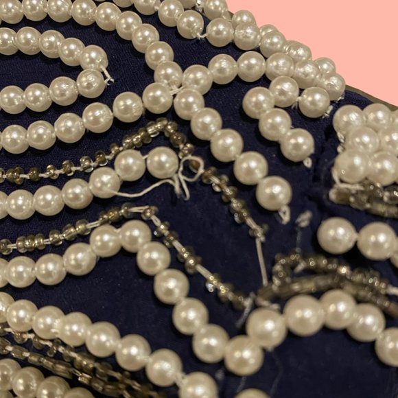 VINTAGE Laurence Kazan Navy Beaded SILK Jacket Blazer Size Small NWT - Picture 5 of 7